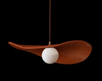 Handmade Terracotta Pendant Light: Modern Stoneware Chandelier
