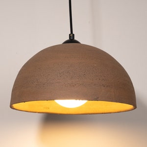 Handmade Ceramic Pendant Light: 19&quot; Wabi Sabi Brown Chandelier
