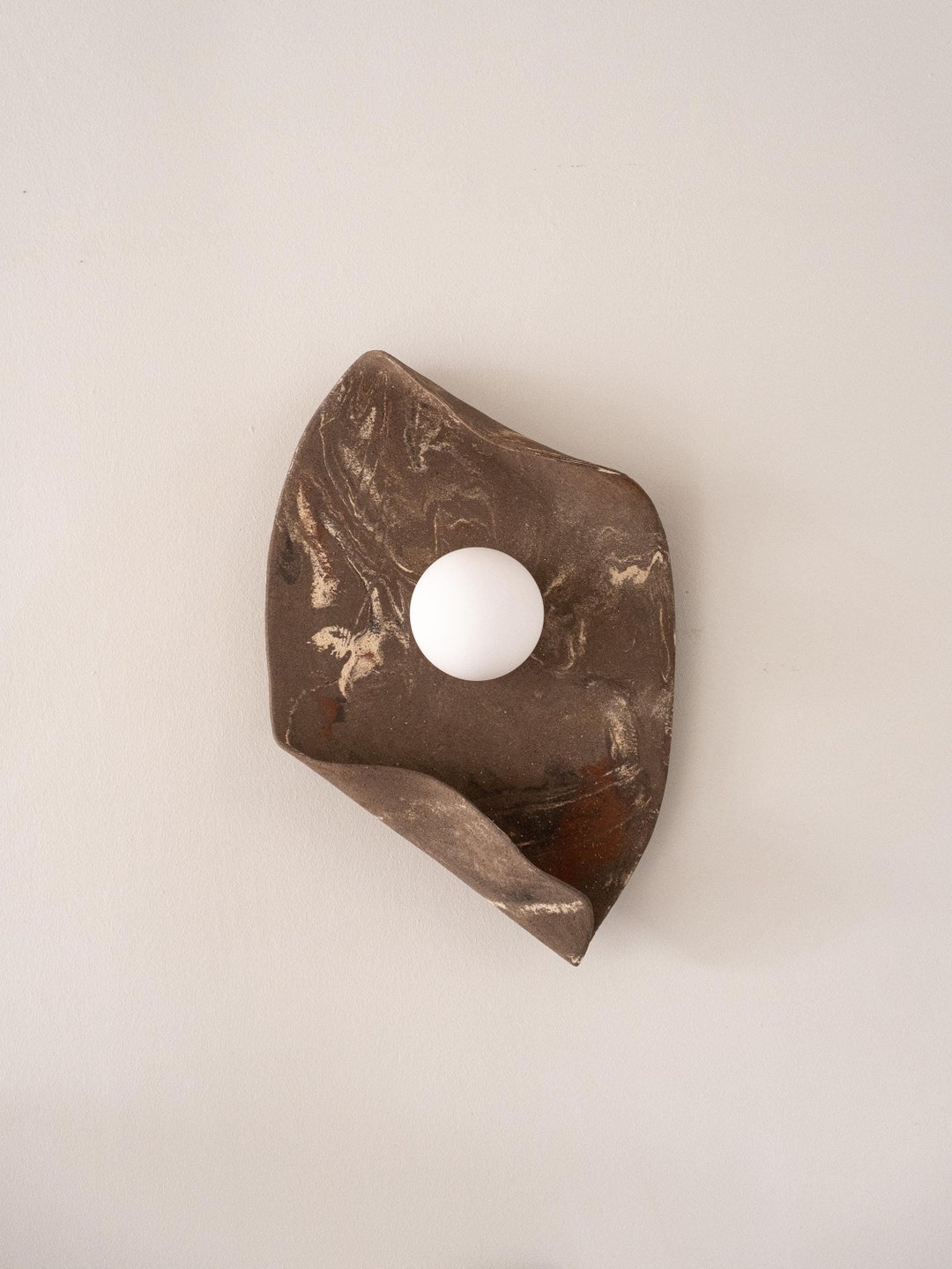 22" Wabi Sabi Handmade Ceramic Wall Sconce, Japandi Ceramic Wall Lamp ...