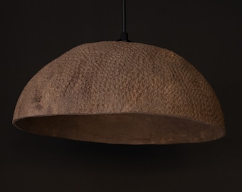 Handmade Ceramic Pendant Light: Wabi Sabi Brown Ceiling Lamp (19&quot;)