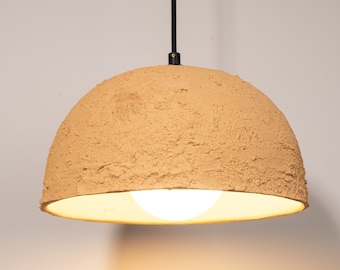 Handmade Stoneware Pendant Lamp: 19" Wabi Sabi Ceramic Chandelier