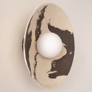Japandi Handmade Ceramic Rounded Special Wall Sconce, Wabi Sabi Wall Light, Bedroom Wall Sconce, Interior Design Wall Light, Home Gift