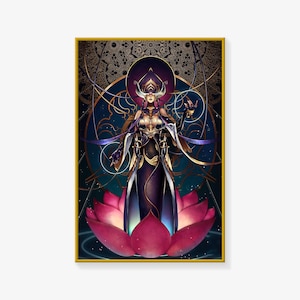 Póster Art The Lotus Warframe, póster en lienzo, impresión en póster, póster artístico en lienzo, impresión de imagen de arte de pared, carteles de decoración de dormitorio familiar moderno