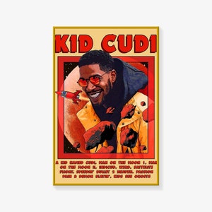 Póster de Kid Cudi, póster musical impreso, póster de cantante, póster de arte en lienzo, impresión de imagen de arte de pared, carteles de decoración de dormitorio familiar moderno