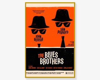 ブルース・ブラザーズの映画ポスター：手描きデジタルアートプリント壁
