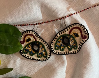 Hand-embroidered elephant earrings