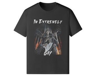 Ich bin Extrem Gay Lustiges Meme Shirt Übergroßes Grafik-T-Shirt Unisex Queer Geschenk Tshirt