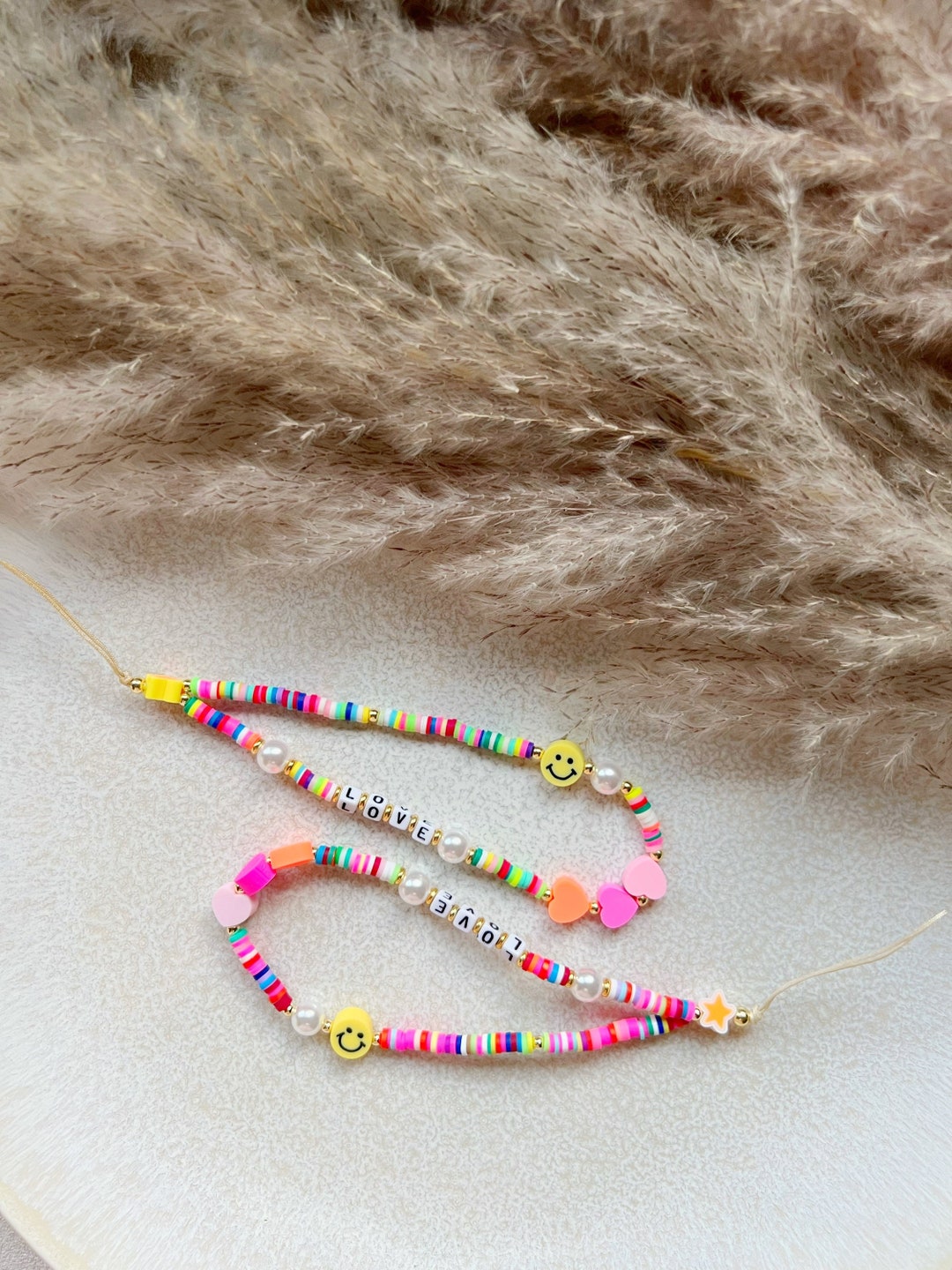 Handy-Armband Doppelkette Mit Perlen - Abnehmbares Lanyard Für Damen Handytaschen