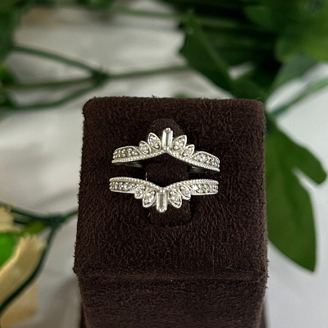 Baguette Ring Enhance Vintage Diamond Ring Guard Sterling Silver