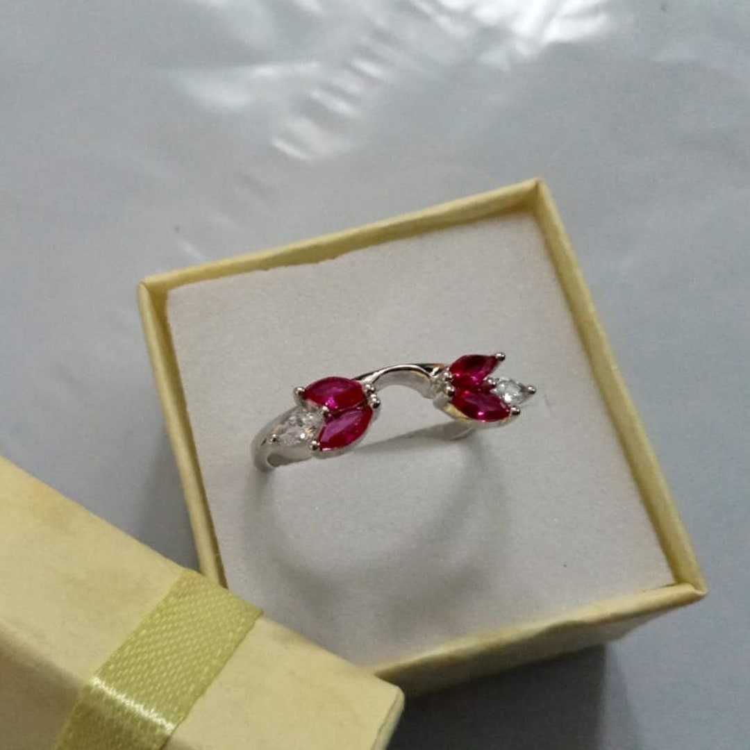 Marquise Ruby Ring Wrap Wedding Ring Enhance Wrap Solitaire Etsy