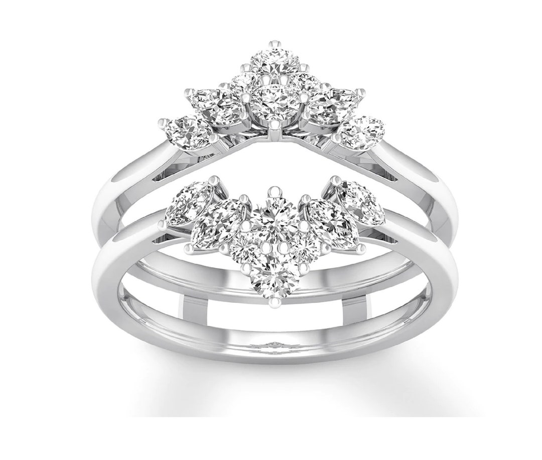 Marquise and Round Cut Crown Wedding Ring Enhancers and Wraps