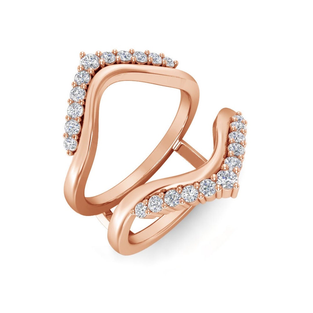 Diamond Aggie Ring Wrap, Wedding Ring Enhancer, Engagement Ring Guard