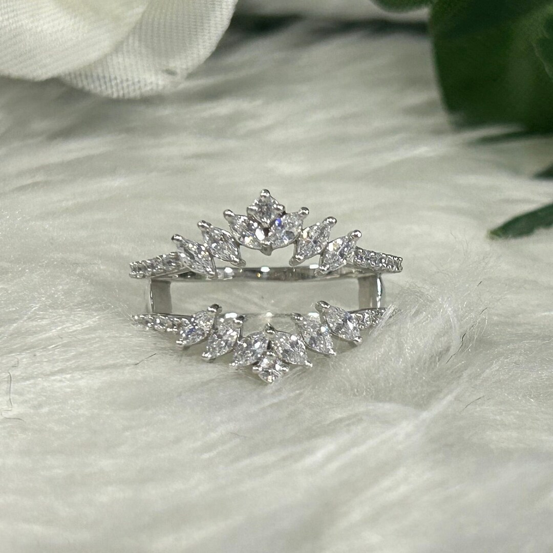 Marquise Ring Enhance Wedding Ring Jacket Sterling Silver Etsy