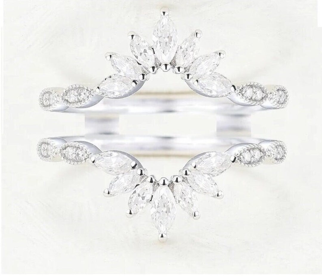 Antique Ring Wrap Marquise Diamond Sunburst Ring Enhancer Etsy