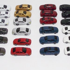 N Scale Plastic Model Cars in Several Colors and Styles-32 Cars per pack