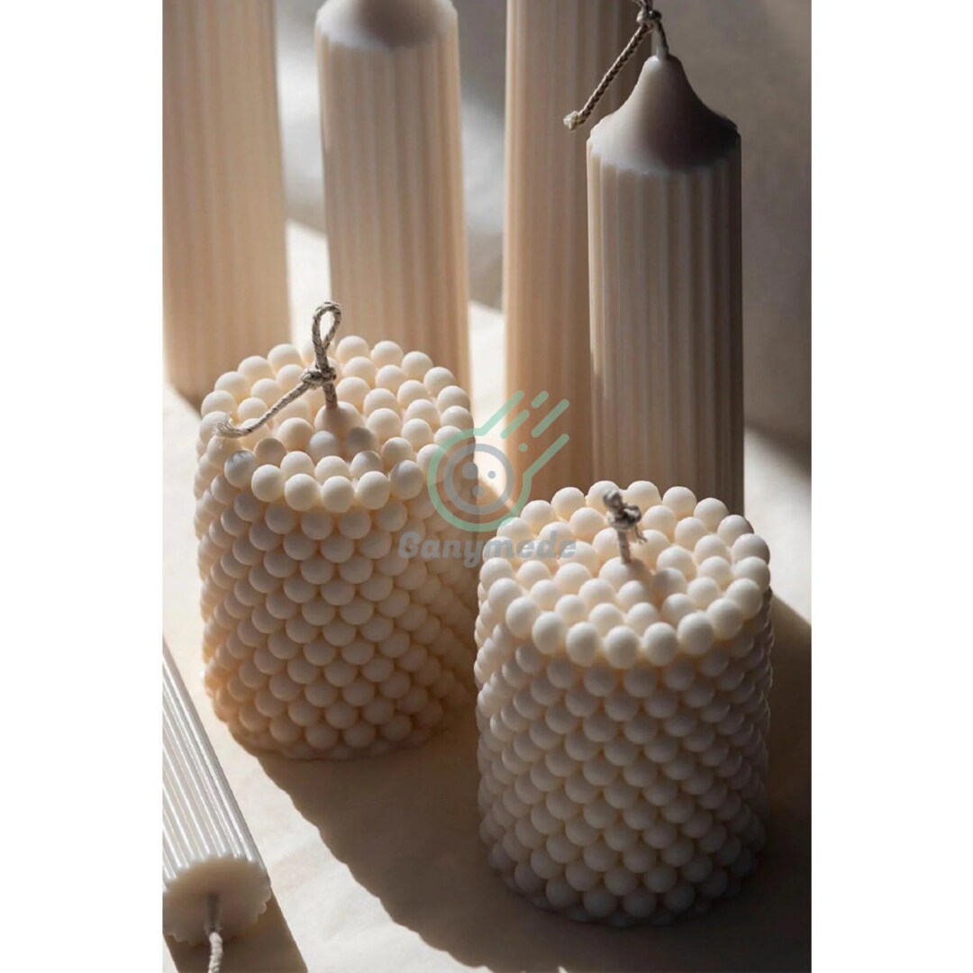 3 Pieces Bubble Roller Candle Cream Powder Scented Pearl Candle Soy Wax