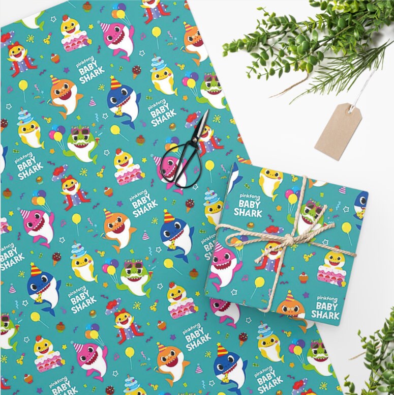 Baby Shark Wrapping Paper Baby Shark Gift Wrap Baby Shark Etsy