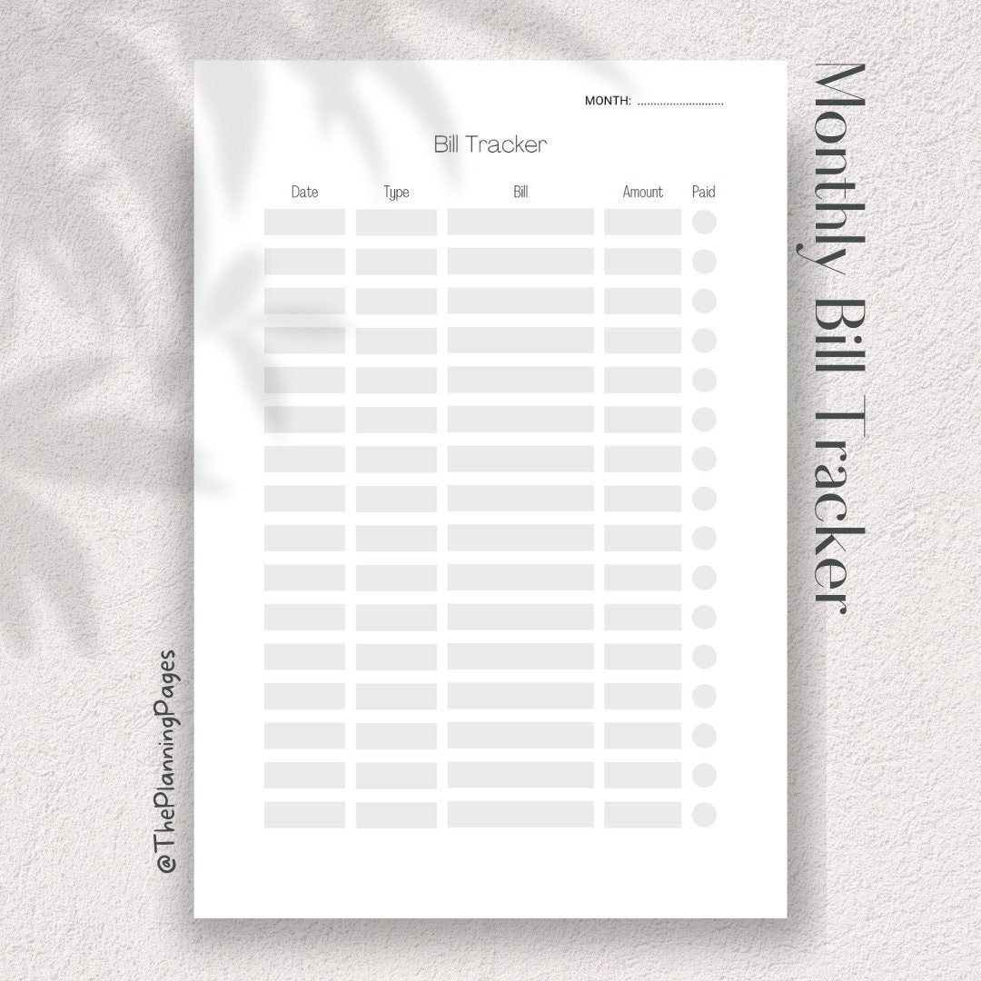 Monthly Bill Tracker Printable Monthly Outgoings Finances - Etsy UK