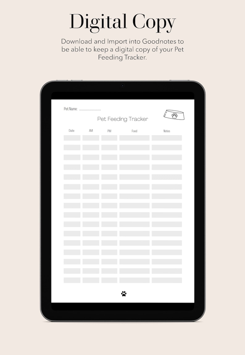 PET FEEDING TRACKER Printable Feeding Times Meal Schedule Etsy