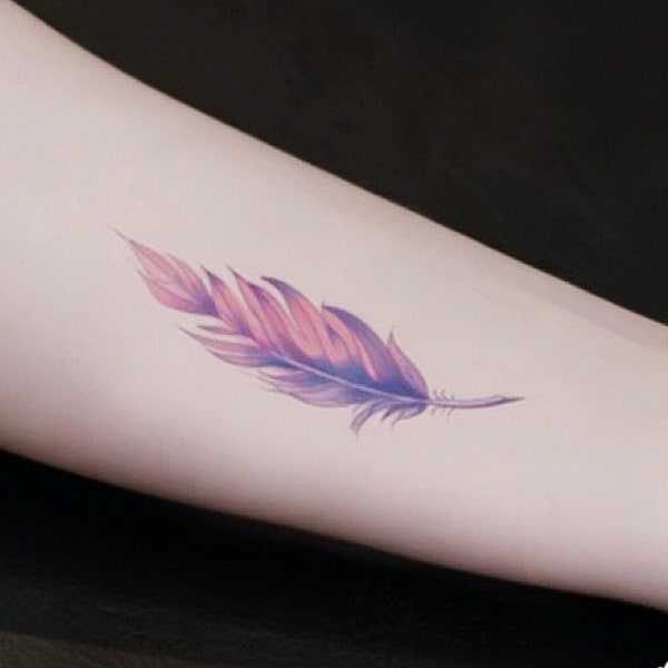 Purple & Pink Feather Temporary Tattoo|Dream Catcher|Bohemian|6x10 cm|Gift Idea|Party/Festival Accessory|Fake Tattoo|