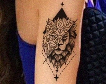 Lion Semi-Permanent Tattoo|Realistic Tattoo|7.4*17.5 cm|Gift Idea|Festival/Party Accessory|Fake Tattoo|