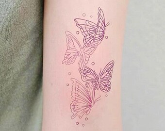 Purple Butterfly Temporary Tattoo|Pink|Flower|Size 6x12 cm|Gift Idea|Festival/Party Accessory|Fake Tattoo|