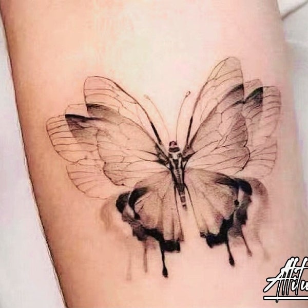 Tatouage temporaire papillon | 2 pièces taille 7,5 et 4,5 cm | Idée cadeau | Accessoire de festival/fête | Faux tatouage |