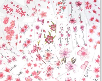 Set of 30 Cherry Blossom Temporary Tattoo Collection|Floral Tattoo|6x10.5 cm|Gift Idea|Festival/Party Accessory|Fake Tattoo|Pink Tattoo|