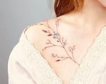 Floral Temporary Tattoo|19x10.5 cm|Gift Idea|Festival/Party Accessory|Fake Tattoo|