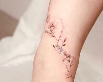 Tatouage temporaire floral|16,5x10,5 cm|Idée cadeau|Accessoire festival/fête|Faux tatouage|