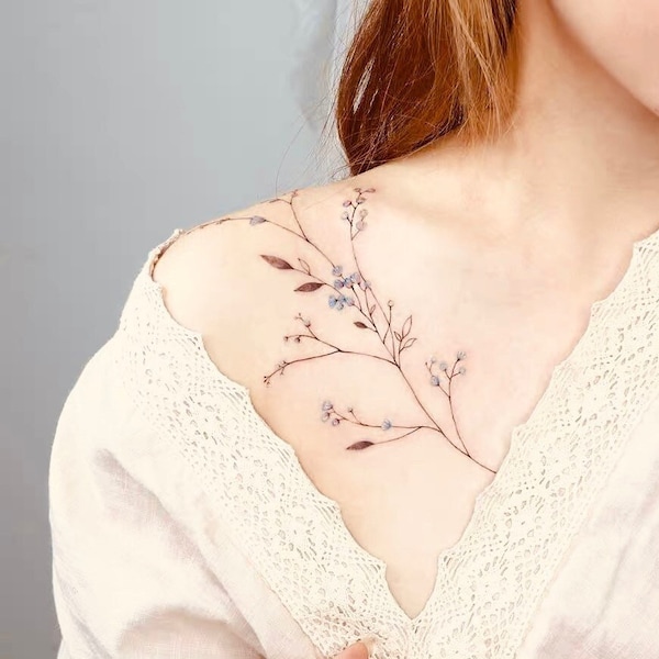 Tatouage temporaire fleuri|19x10,5 cm|Idée cadeau|Accessoire festival/fête|Faux tatouage|