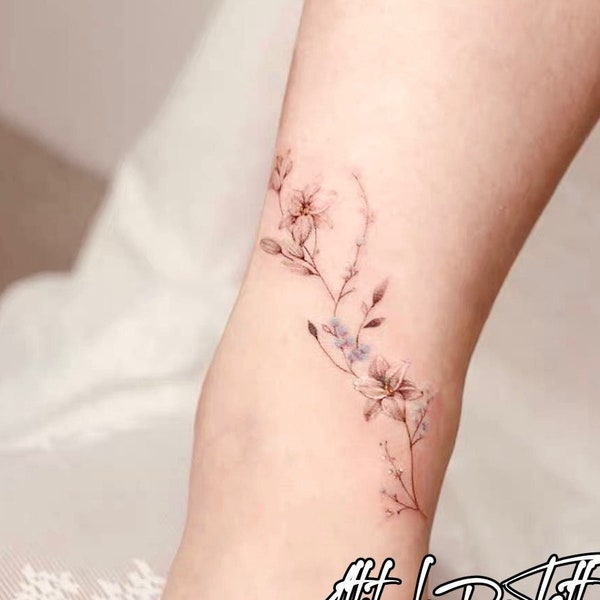 Tatouage temporaire floral|16,5x10,5 cm|Idée cadeau|Accessoire festival/fête|Faux tatouage|