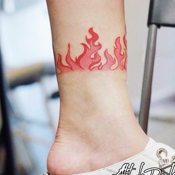 Flame Temporary Tattoo|Fire|Wrist|Ankle|Size 6x19cm|Gift Idea|Festival/Party Accessory|Fake Tattoo|