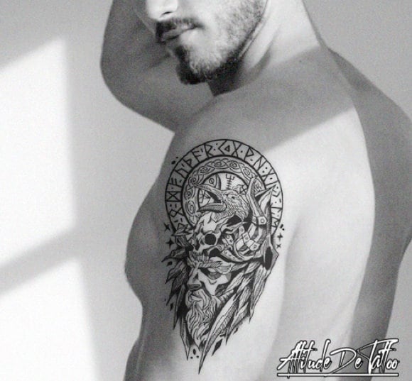 Odin God & Skull Temporary Tattoo - CrewSkull®