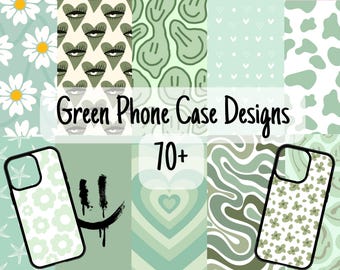 グリーンの携帯電話ケース昇華デザインバンドル（PNG ファイル）