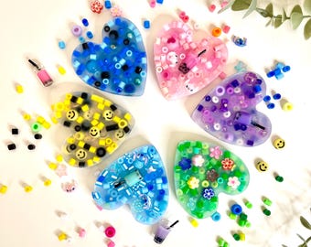 ハートセンサリーピッキーパッド、ステッチ、ボバ、ピンク、ブルー、パープル、花、スマイリーフェイス