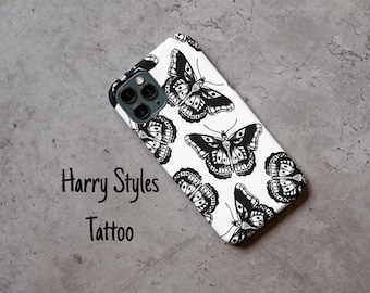 ハリー・スタイルズの蝶のタトゥー柄スマホケース昇華プリントデザイン（PNG形式）