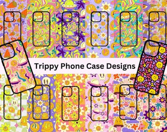 トリッピーなスマホケース昇華デザイン：14 種類の PNG バンドル（デジタルダウンロード）