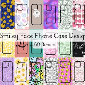 Puede incluir: Una colección de 60 diseños de fundas para teléfonos con caritas sonrientes en varios colores y patrones. Los diseños incluyen una variedad de caritas sonrientes, incluyendo caritas sonrientes amarillas clásicas, caritas sonrientes arcoíris y caritas sonrientes en blanco y negro. Los diseños son perfectos para agregar un toque divertido y juguetón a tu teléfono.