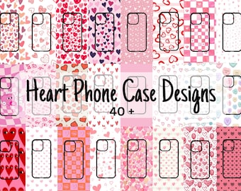ハート型スマホケース昇華転写デザイン：40種類以上のPNG素材バンドル（デジタルダウンロード）