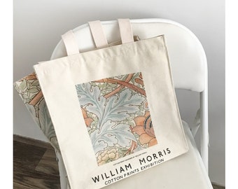 William Morris canvas draagtas, canvas draagtas met ritssluiting, canvas draagtas met ritssluiting, esthetische canvas draagtas, terug naar schooltas