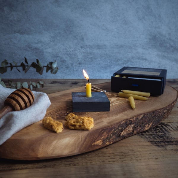 Mini Beeswax Candles "Bedtime Wind-Down" Gift Box | 20-Minute Candles | 100% Pure Beeswax | Welsh Slate Stand | Mindful Gift