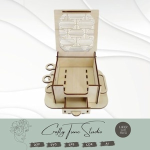 Desk Organizer Laser Cut File - Glowforge Project storage box - Glomhaven Organizer Laser Cut - Cnc files for wood Digital Download