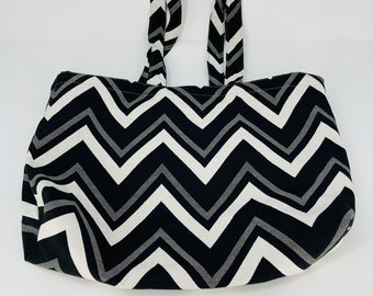 Shoulder bag, cross body bag graphic pattern "zigzag" black/white