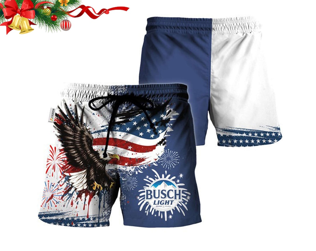 Busch Light American Flag Tropical Hawaiian Shorts Busch Etsy