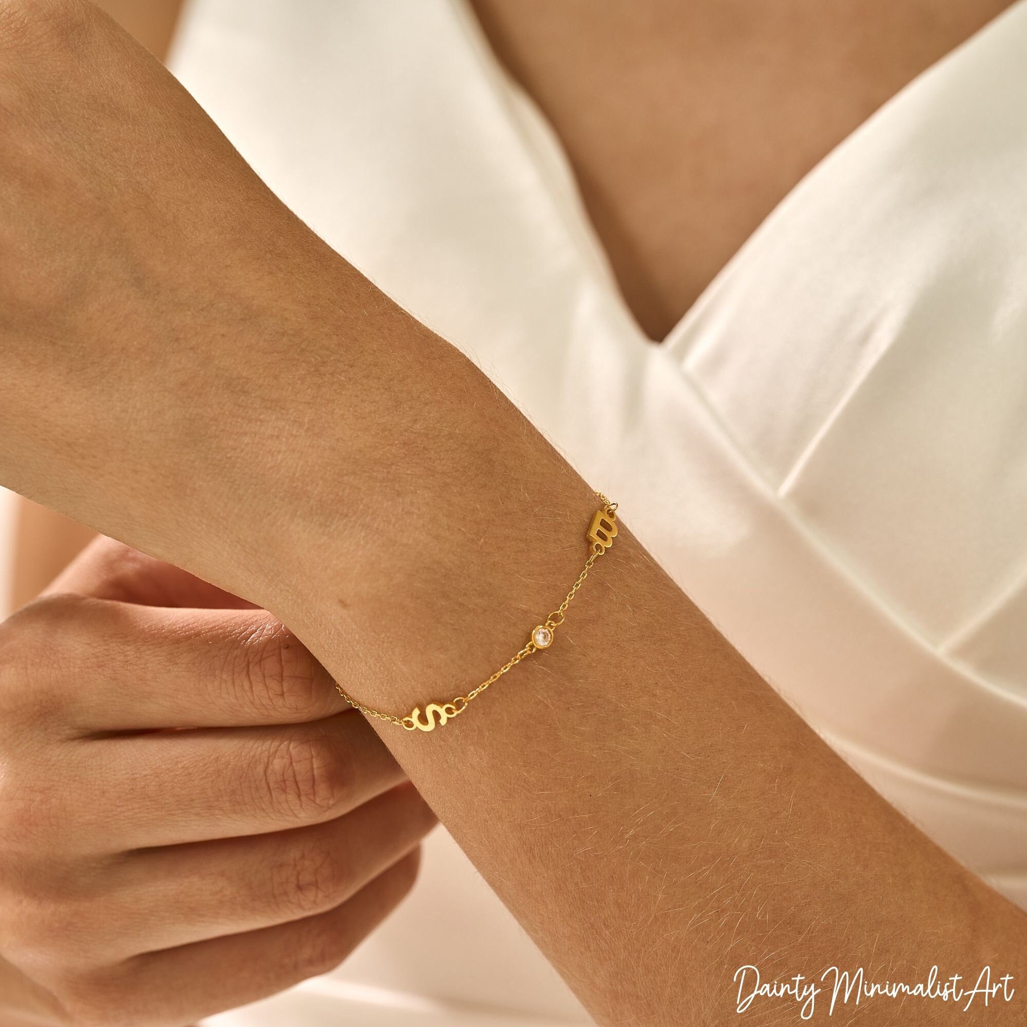 Customizable Love Letter Pavé Bracelet A to Z, Yellow Gold / 6.75 / 2