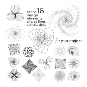 Belles spirales, étoiles, coquillages, cercle de points. Élément de design coloré eps svg. Décoration, mariage, mode. Motif, fleur, Noël