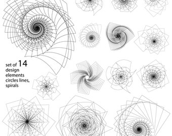 Spirals circle lines Design element. Graphic design holiday decorations, frame, beauty, decor, interior elements, game decorations