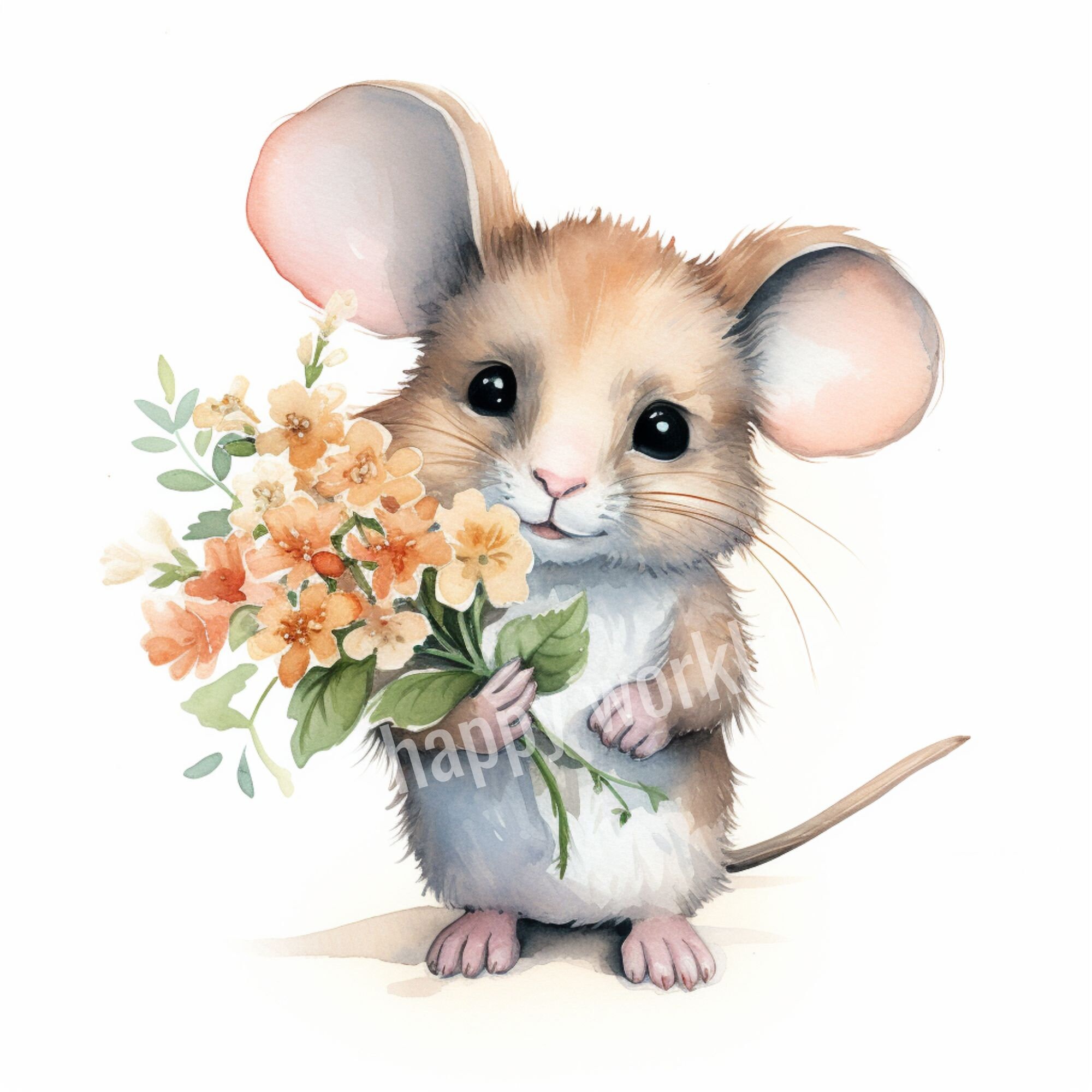 Cute Mouse Clipart Bundle 9 Transparent PNG Images Floral Mice Clipart
