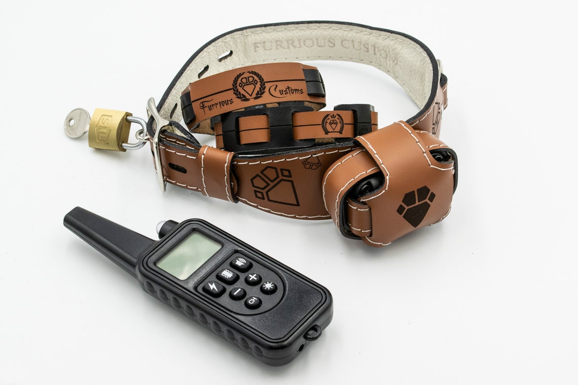 Premium Leather Shock Collar Two Bracelets Custom Locking Etsy